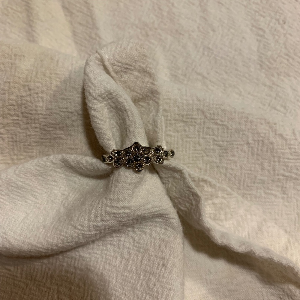 Silver Size 6 Ring with Light Blue Stones